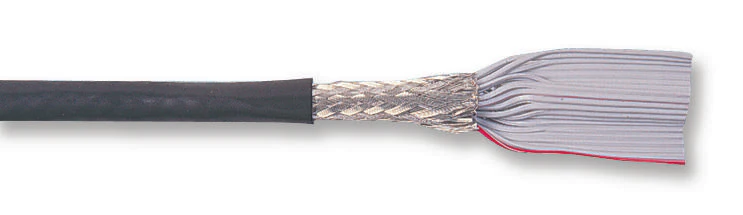 3M 3659-14 Ribbon Screened Cable, Round Jacketed Flat, Black, 14 Core, 28 AWG, 0.072 mm², 100 ft, 30.5 m