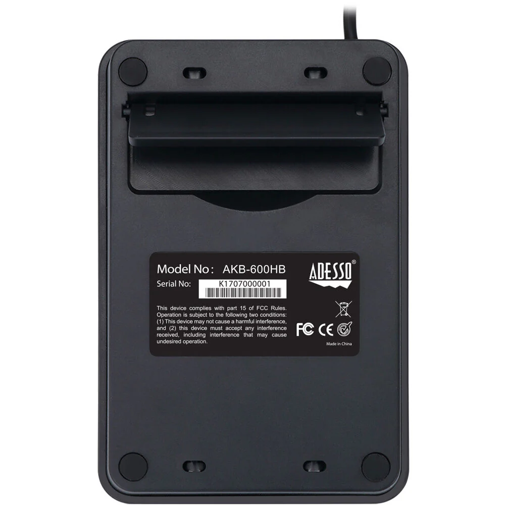 Adesso AKB-600HB 19-Key Mechanical Keypad with 3-Port USB Hub (Black) - Image 6