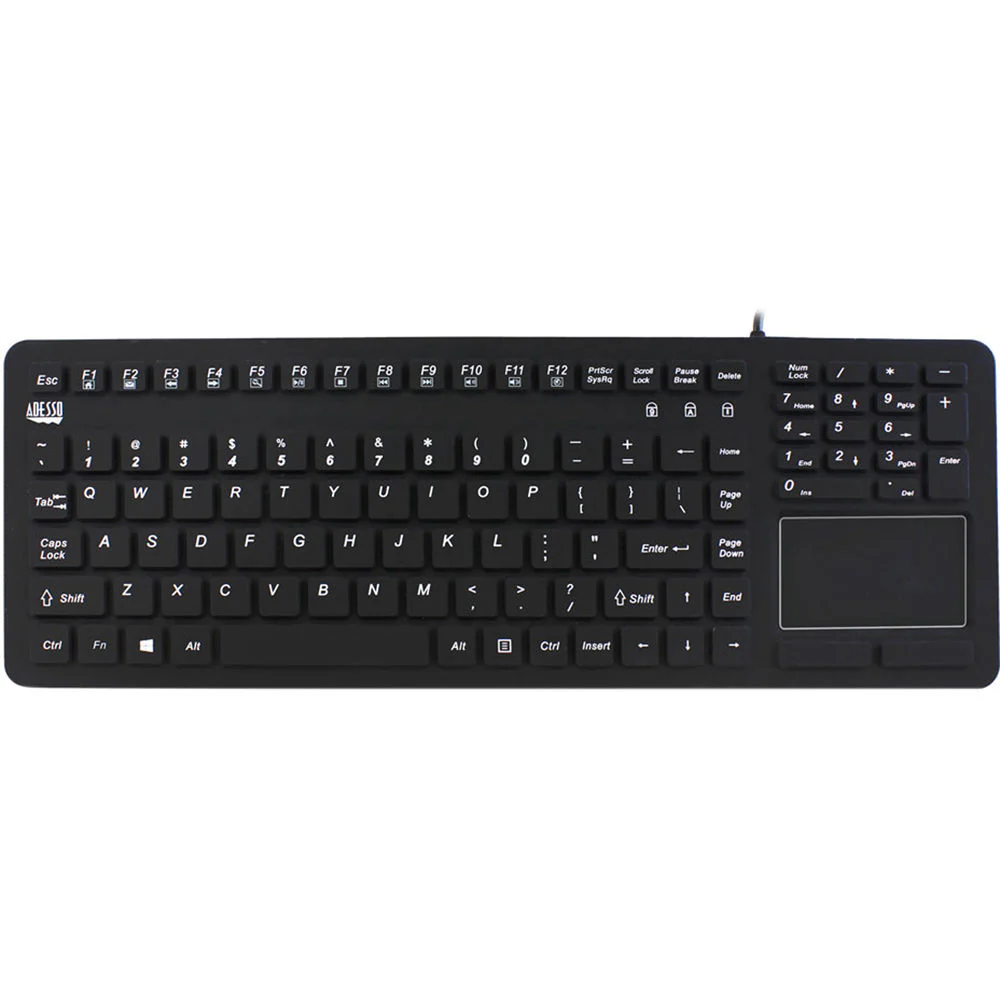 Adesso SlimTouch 270 Antimicrobial Waterproof Touchpad Keyboard (Black) - Image 3