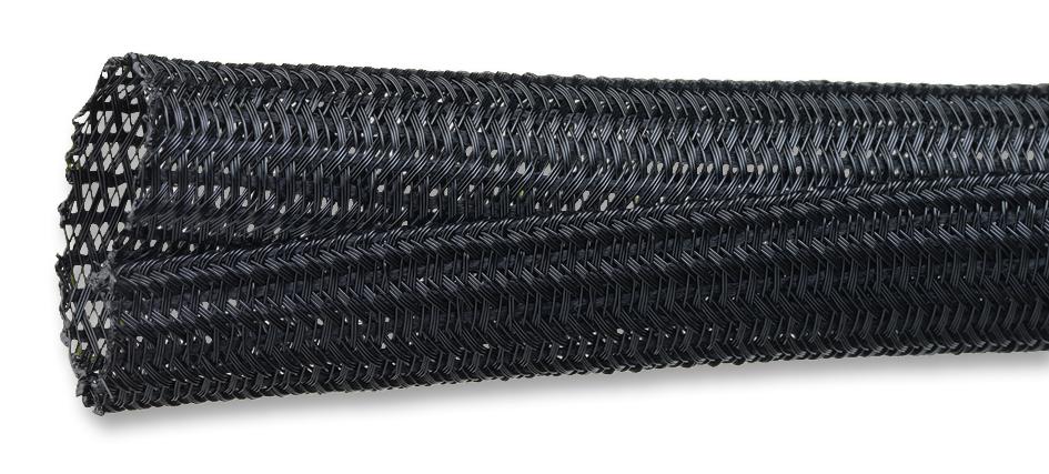 ALPHA WIRE G13011/4 BK008 Sleeving, Braided, Wrappable, PET (Polyethylene Terephthalate), Black, 31.75 mm, 7.62 m, 25 ft