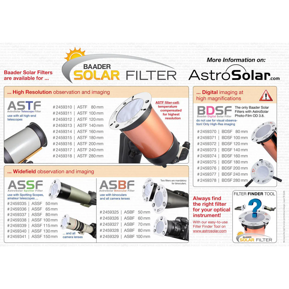 ALPINE ASTRONOMICAL 60mm Baader AstroSolar White-Light Solar Filter for Binoculars (Single) - Image 6