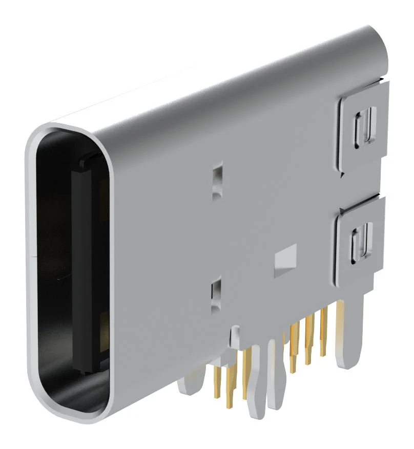 AMPHENOL COMMUNICATIONS SOLUTIONS GSB1C912140FSHR USB Connector, 2Row, USB Type C, USB 2.0, Receptacle, 14 Ways, Through Hole Mount, Right Angle