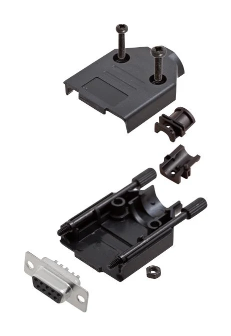 Amphenol ICC (COMMERCIAL PRODUCTS) L17DTPK-P-09+L77SDE09S D Sub Connector With Backshell DB9 9 Contacts Receptacle Solder DE DTPK-P Series Steel Body