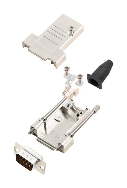 Amphenol ICC (COMMERCIAL PRODUCTS) L17DTSL09-RG-LJS-T+L717SDE09P D Sub Connector With Backshell DB9 9 Contacts Plug Solder DE DTSL-T-LJS-RG Series