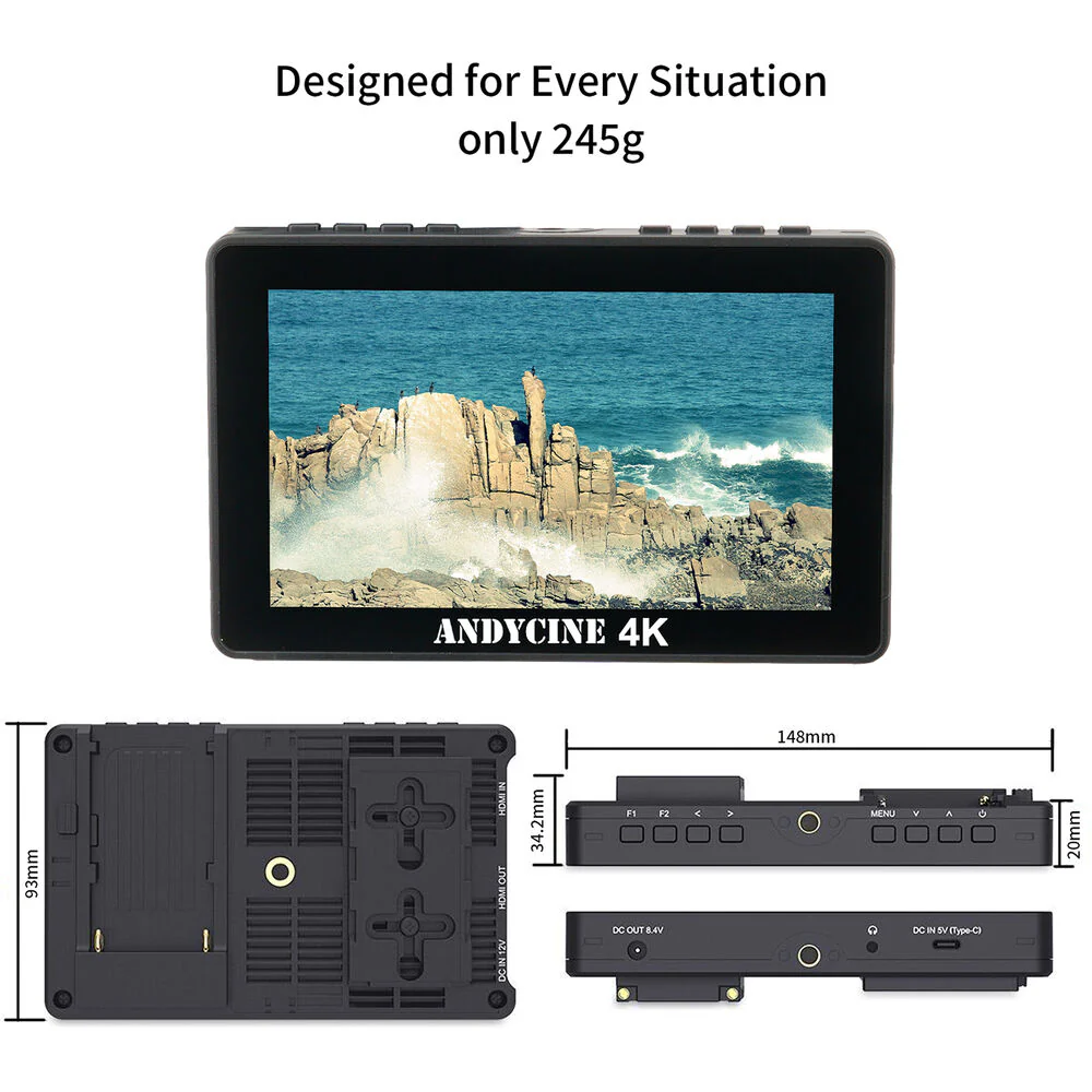 ANDYCINE A6 Pro 5.5" Touchscreen HDMI Monitor with L-Series/Hollyland Mars RX Install Kit - Image 6