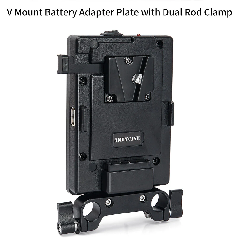 ANDYCINE Multi-Output V-Mount Battery Plate with Adjustable 15mm LWS Rod Bracket - Image 3