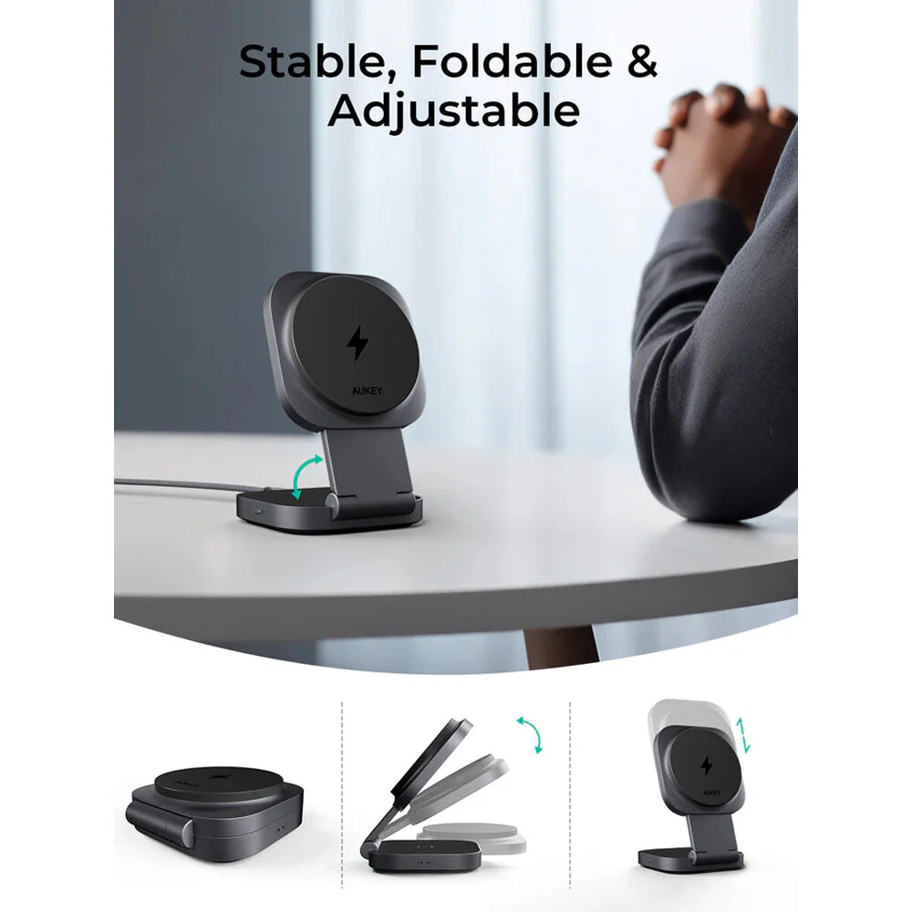 AUKEY LC-MC211 MagFusion 2-in-1 Qi2 Wireless Charging Station - Image 5