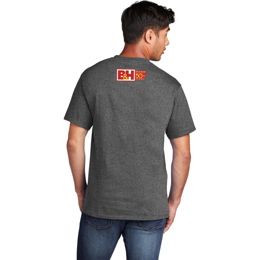 B&H Photo Video Commemorative T-Shirt with Mode Dial & B&H Logo Graphics (Dark Heather Gray, Large, Special 50th Anniversary Edition) - Image 2