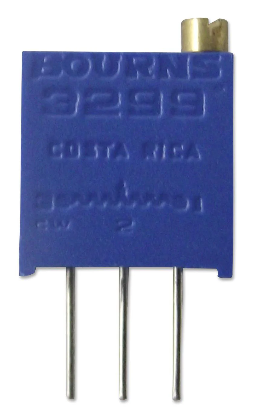 BOURNS 3299W-1-501LF Trimmer Potentiometer, 500 ohm, 500 mW, � 10%, Trimpot 3299 Series, 25 Turns, Through Hole