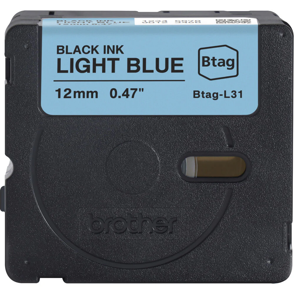 Brother Btag Label Tape for P-Touch PT-N10, PT-N20 & PT-N25BT (Black on Light Blue, 0.5" x 13.1') - Image 3