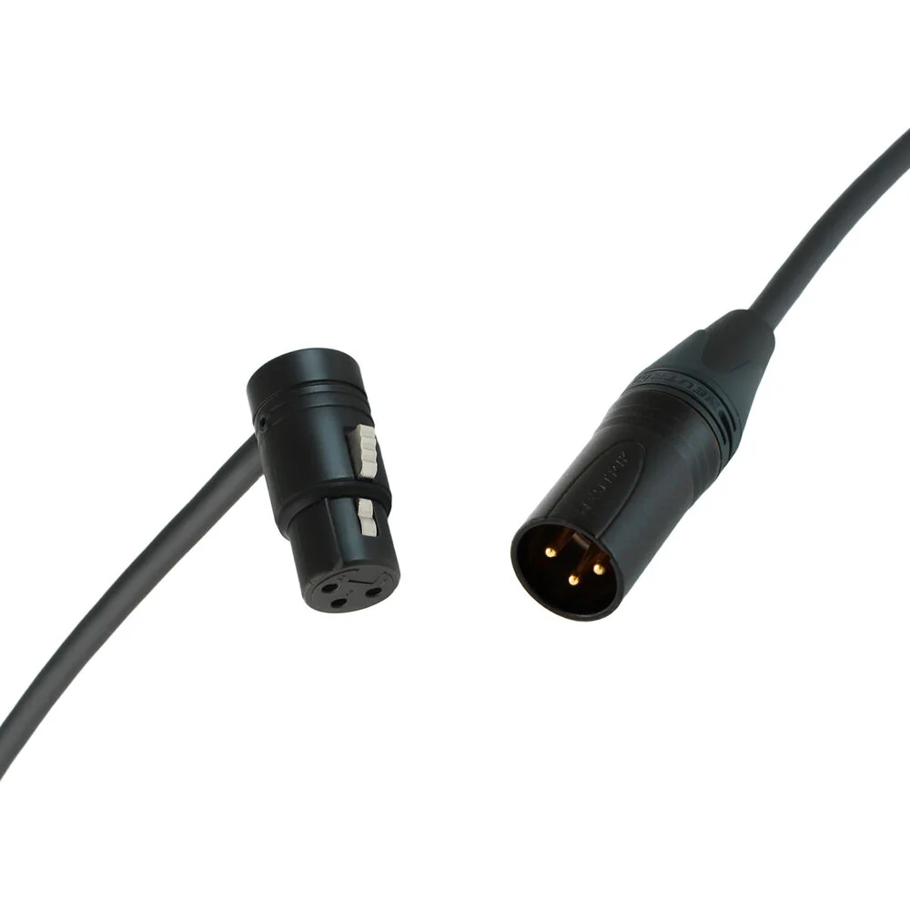 Cable Techniques Low-Profile Right-Angle XLR Female to Straight XLR Male Premium QUAD Cable (Black Cap, 15') - Image 2