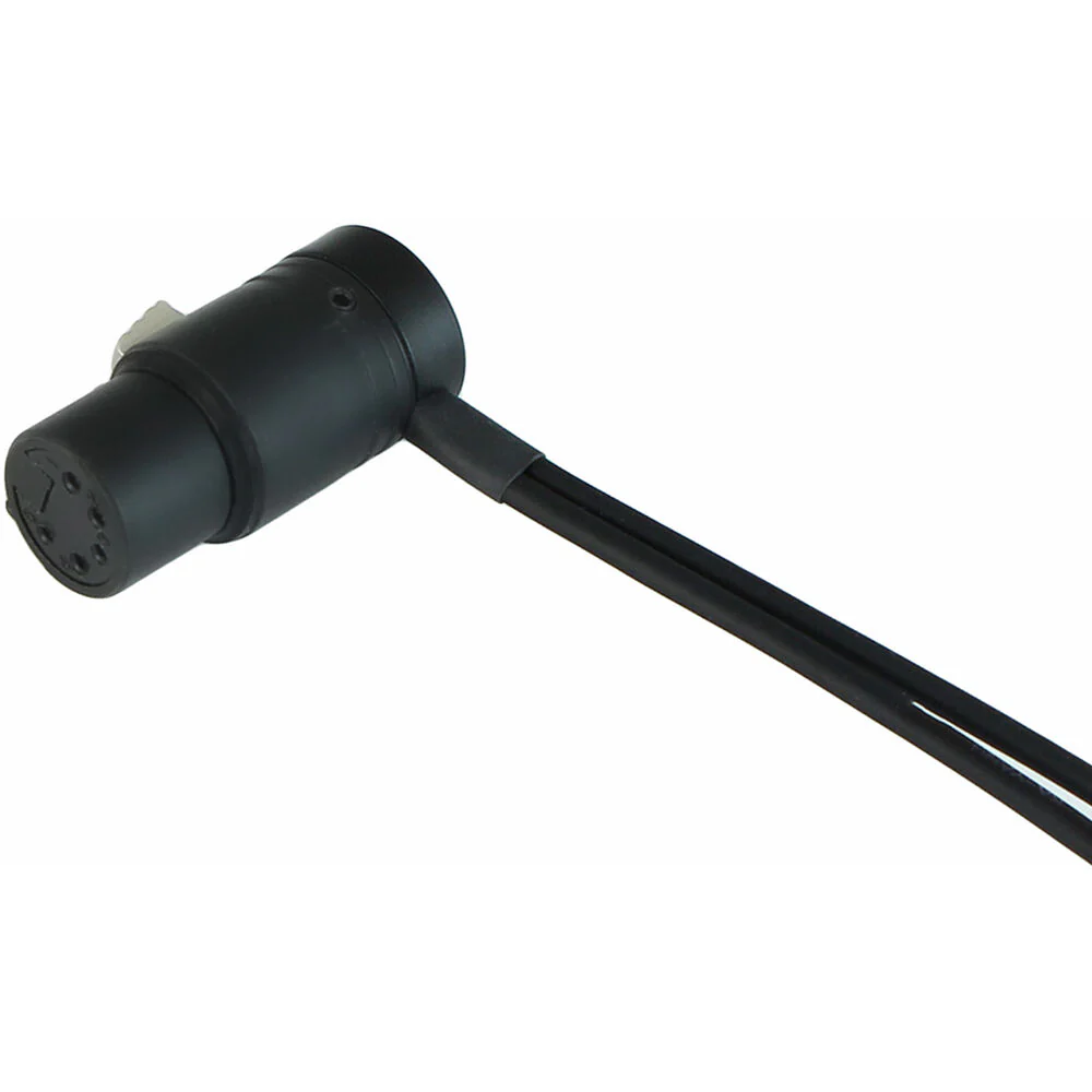 Cable Techniques Low-Profile XLR 5-Pin Female to 2 Low-Profile XLR 3-Pin Male Cable (18", Black with Blue and Red Caps) - Image 3