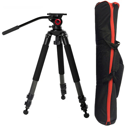 CAME-TV 701B Carbon Fiber Video Tripod with Fluid Bowl Head - Image 2