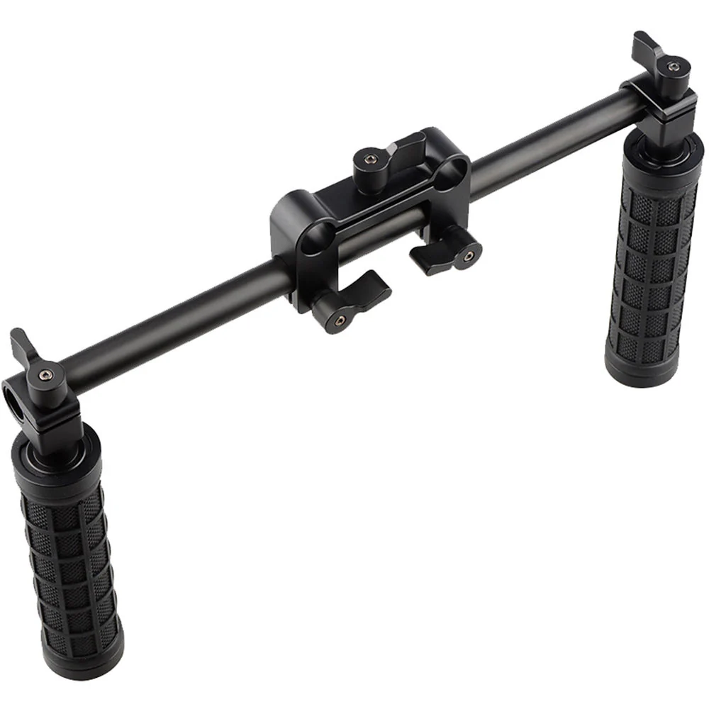 CAMVATE 15mm Rod and Rod Clamp with Two Handgrips Support Kit (Black Levers) - Image 3