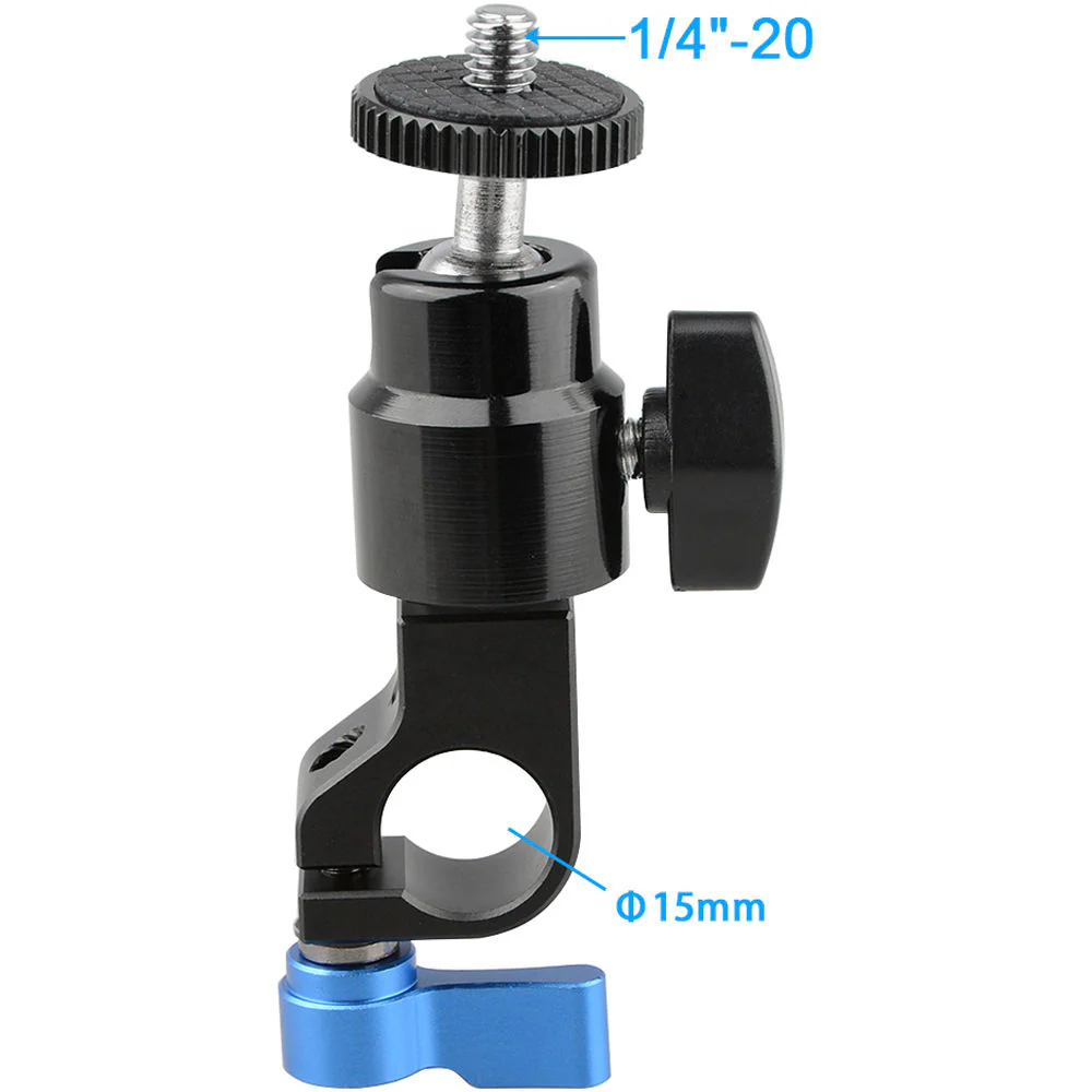 CAMVATE 15mm Rod Clamp with Mini Ball Head (Blue Lever) - Image 4