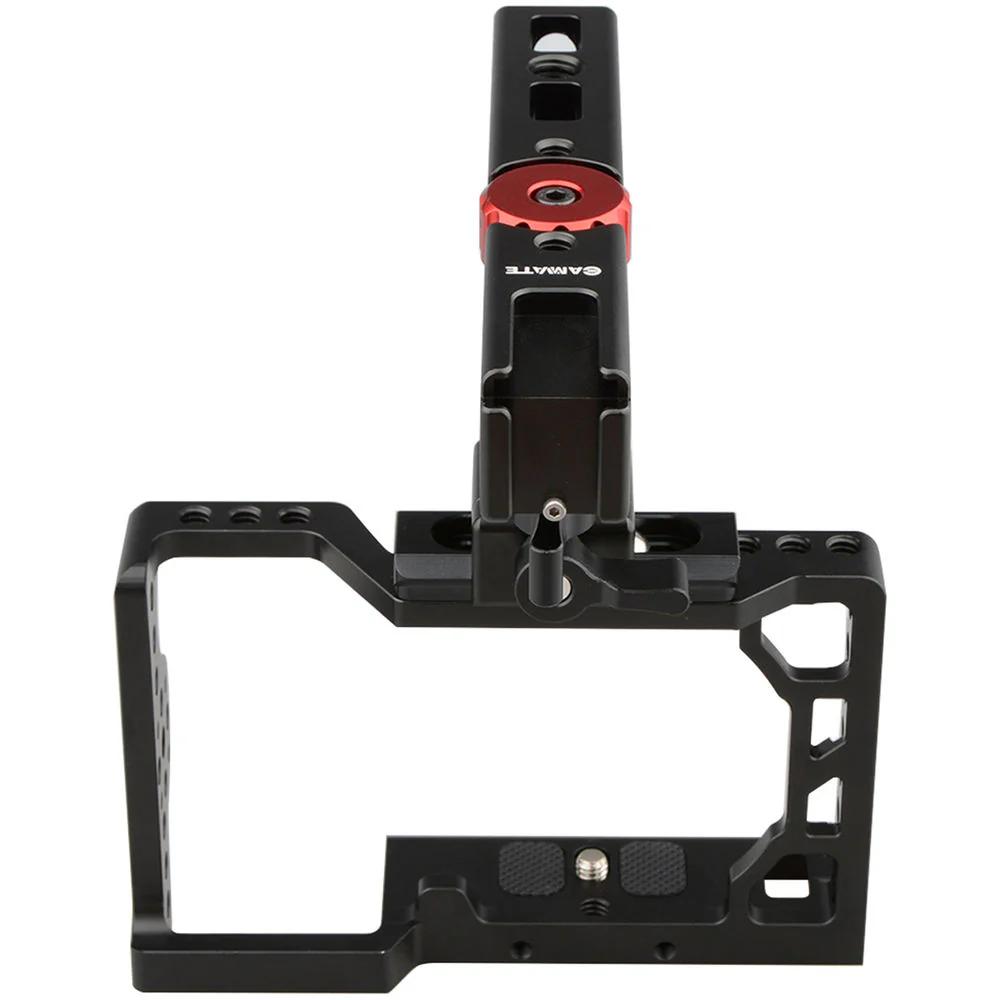 CAMVATE a6500 Handheld Camera Cage with QR Cheese Handle (Black, Red Knob) - Image 5