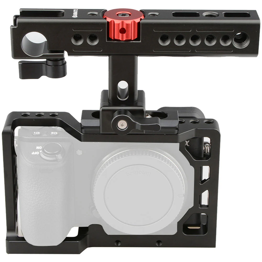 CAMVATE a6500 Handheld Camera Cage with QR Cheese Handle (Black, Red Knob) - Image 8