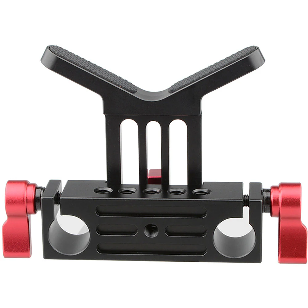 CAMVATE Adjustable Lens Support for 15mm Rods (Red Knobs) - Image 2