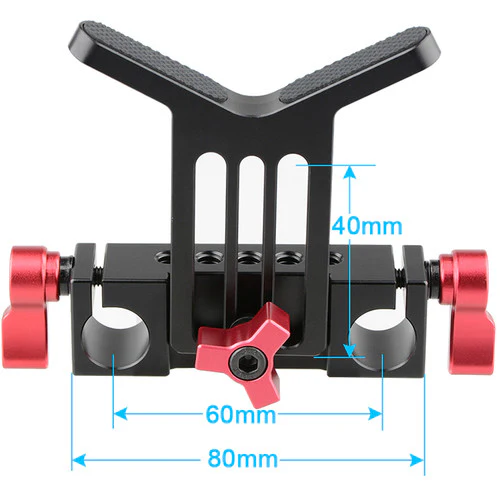 CAMVATE Adjustable Lens Support for 15mm Rods (Red Knobs) - Image 8