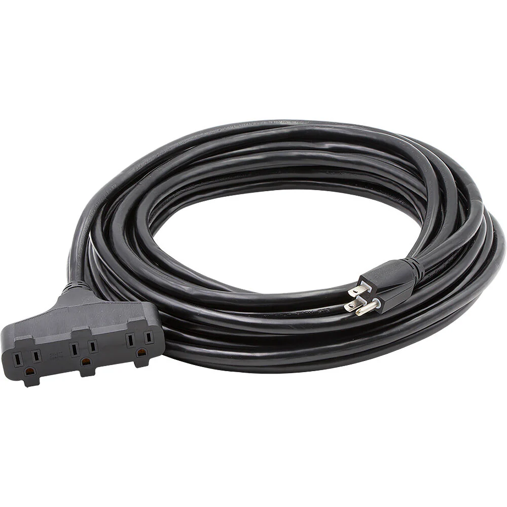 Century Wire and Cable SJTW Triple Tap Extension Cord Kit (12 AWG, Black, 10', 5-Pack)