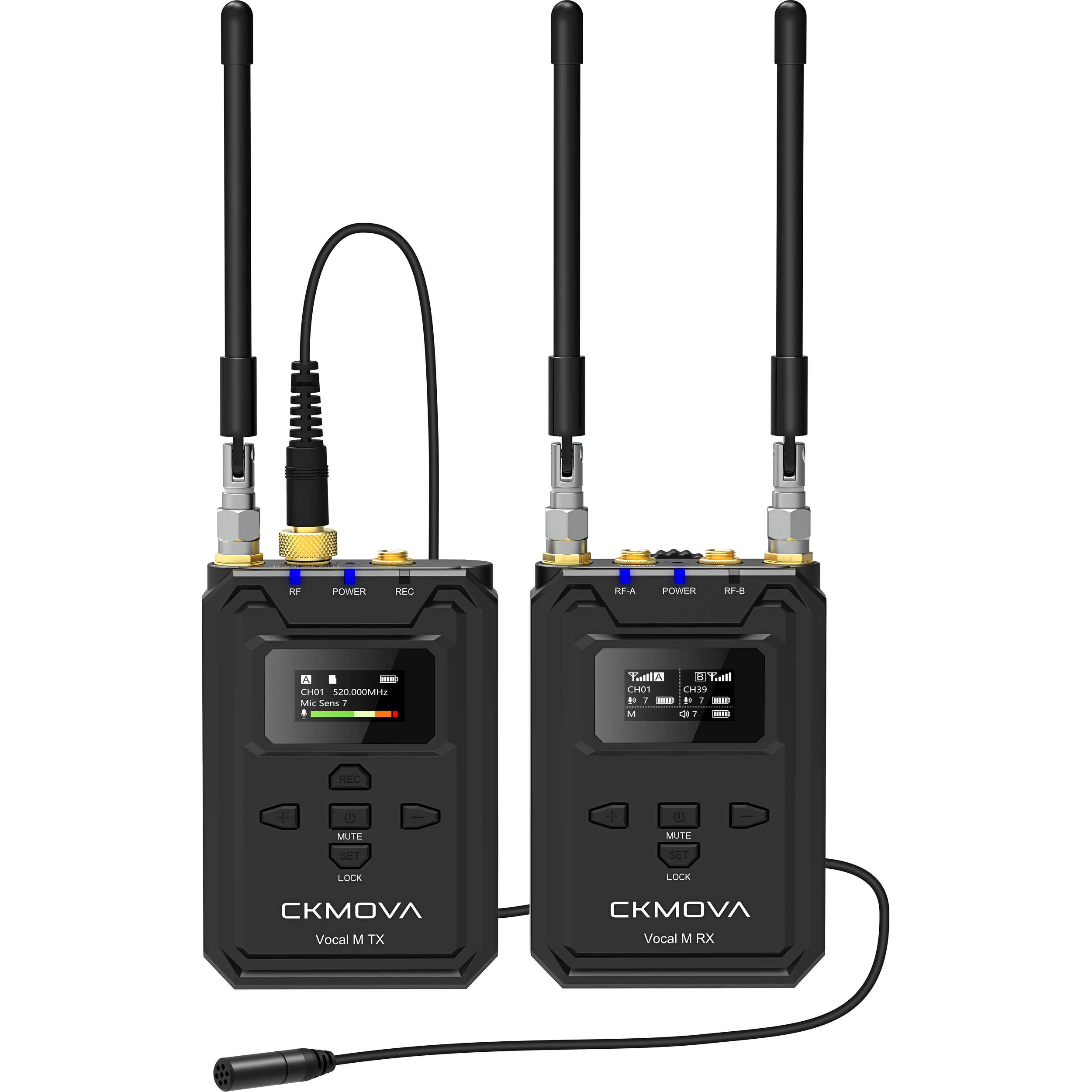 CKMOVA Vocal M V1 Wireless Bodypack Microphone/Recorder System for Cameras and Mobile Devices (535 to 585 MHz)