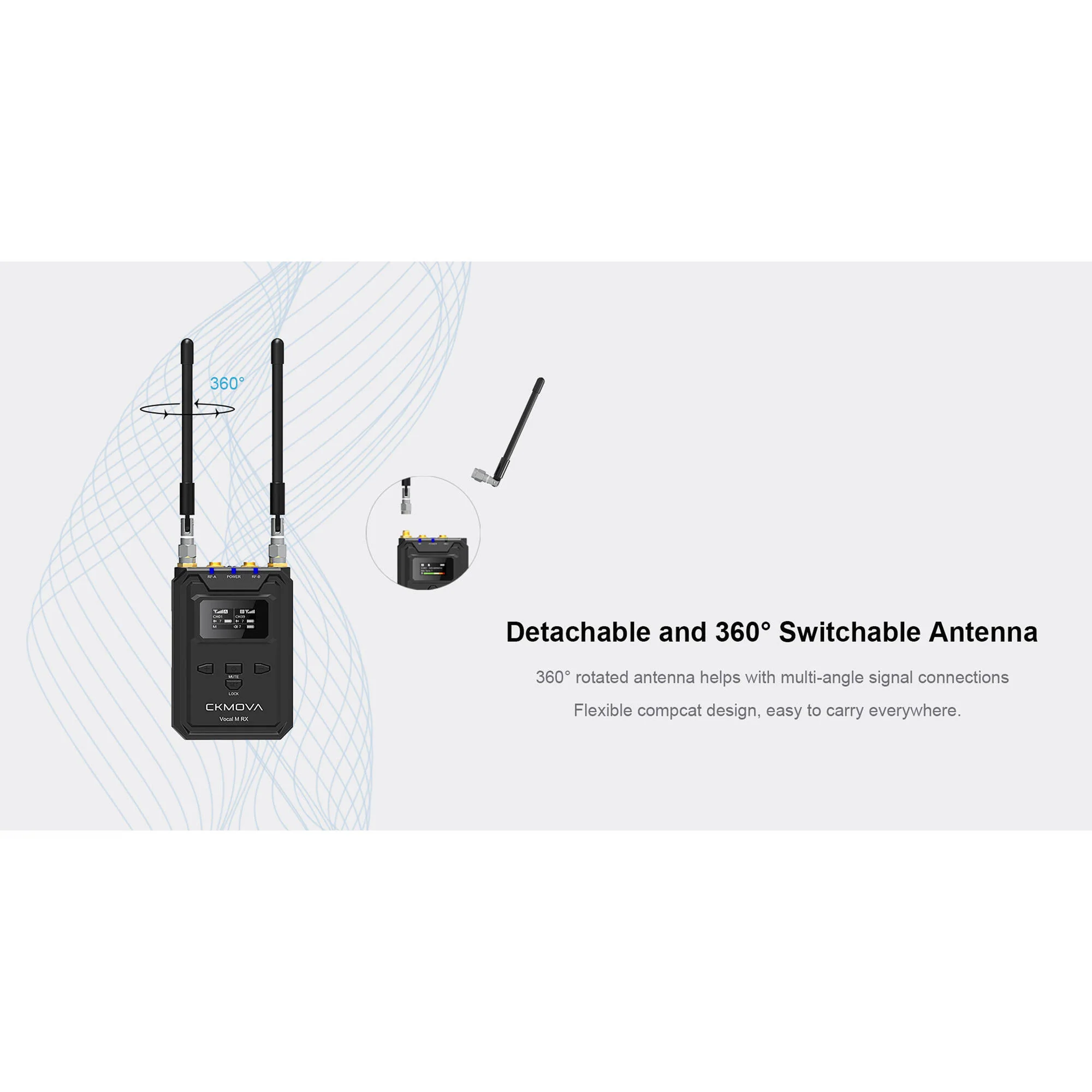 CKMOVA Vocal M V1 Wireless Bodypack Microphone/Recorder System for Cameras and Mobile Devices (535 to 585 MHz) - Image 5