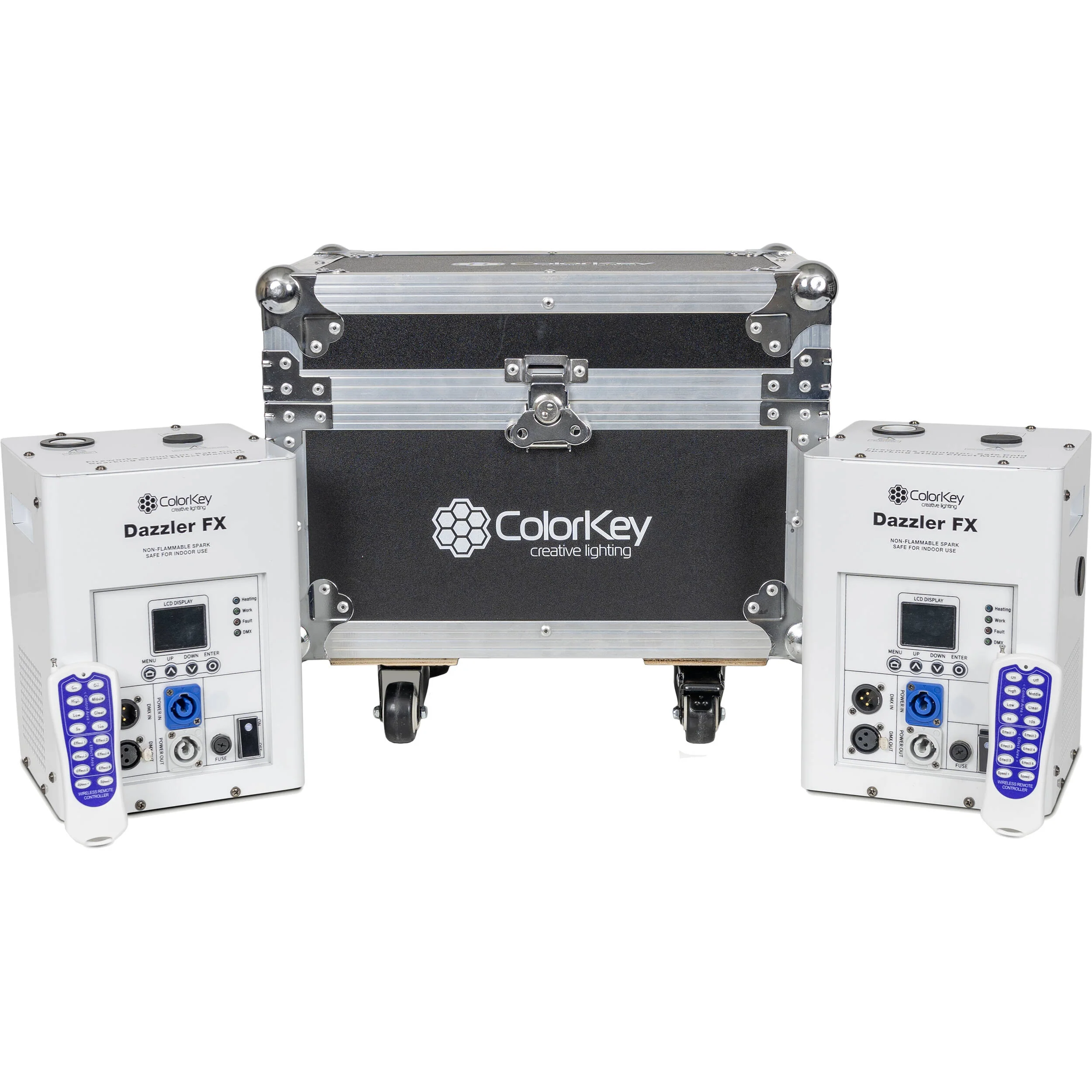 ColorKey Dazzler FX MK2 Cold Spark Machines with Road Case (White, 2-Pack)