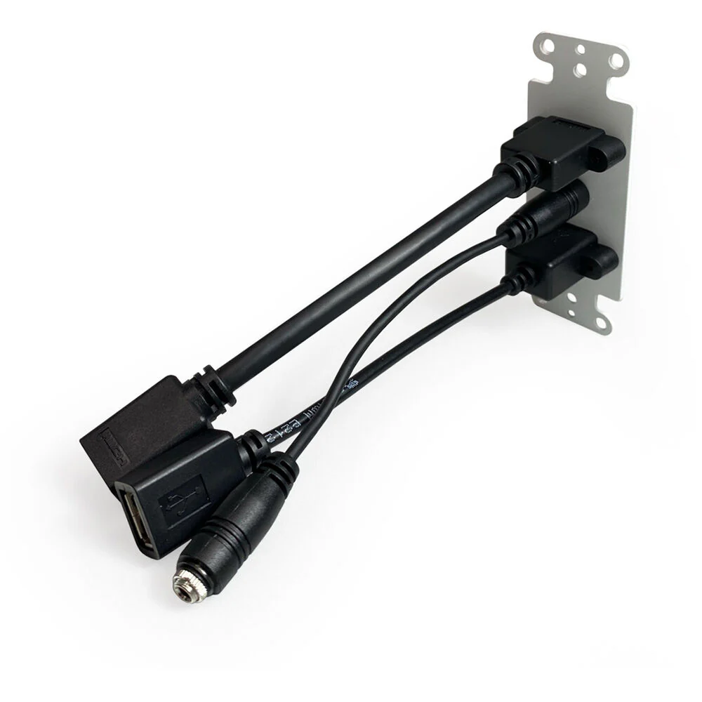 Comprehensive HDMI, USB Type-B, and 3.5mm Pigtail Pass-Through Wall Plate (White) - Image 3