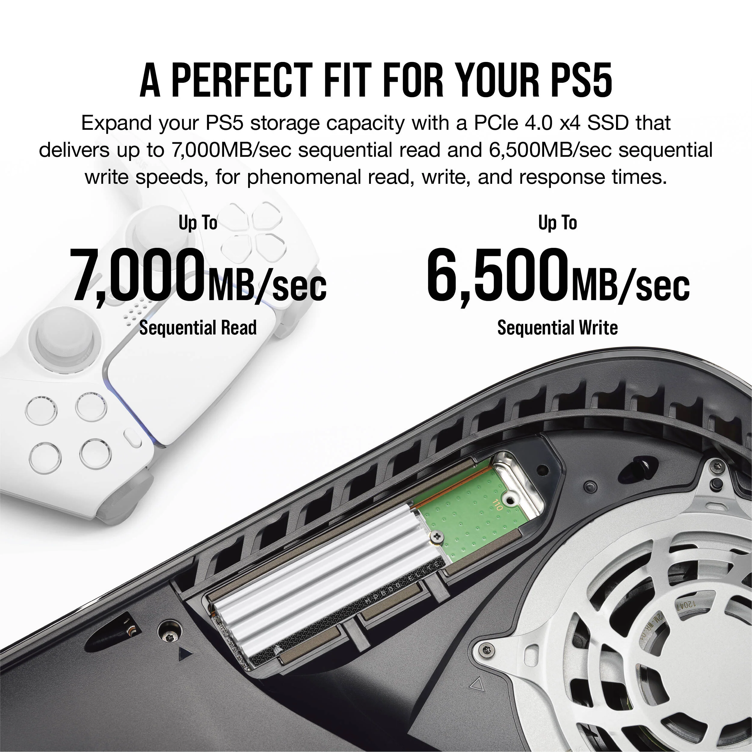 Corsair 2TB MP600 ELITE NVMe PCIe 4.0 M.2 Internal SSD (Heatsink, Optimized for PS5) - Image 2