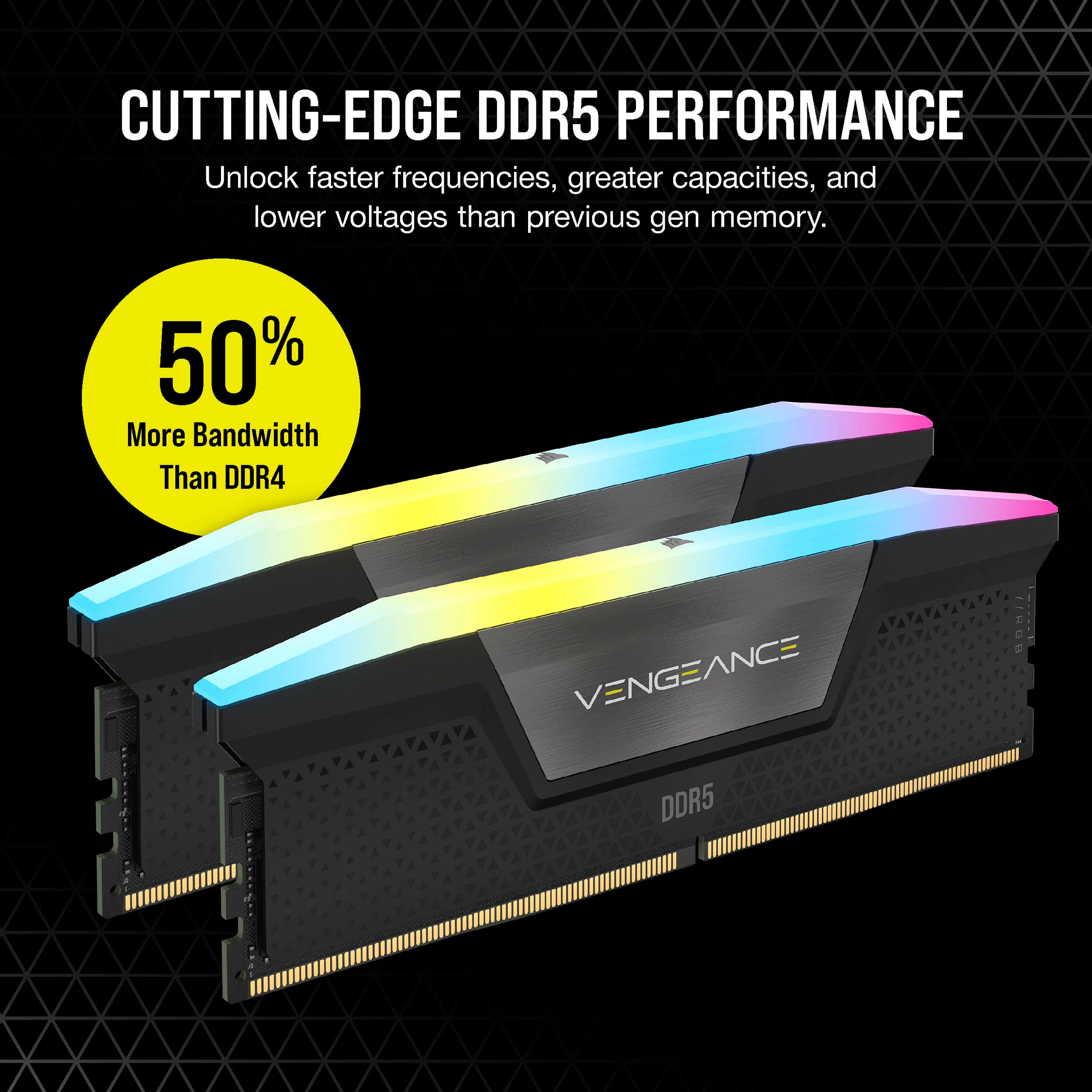 Corsair 32GB VENGEANCE RGB DDR5 7200MT/s DIMM Memory Kit (Black, 2 x 16GB) - Image 5