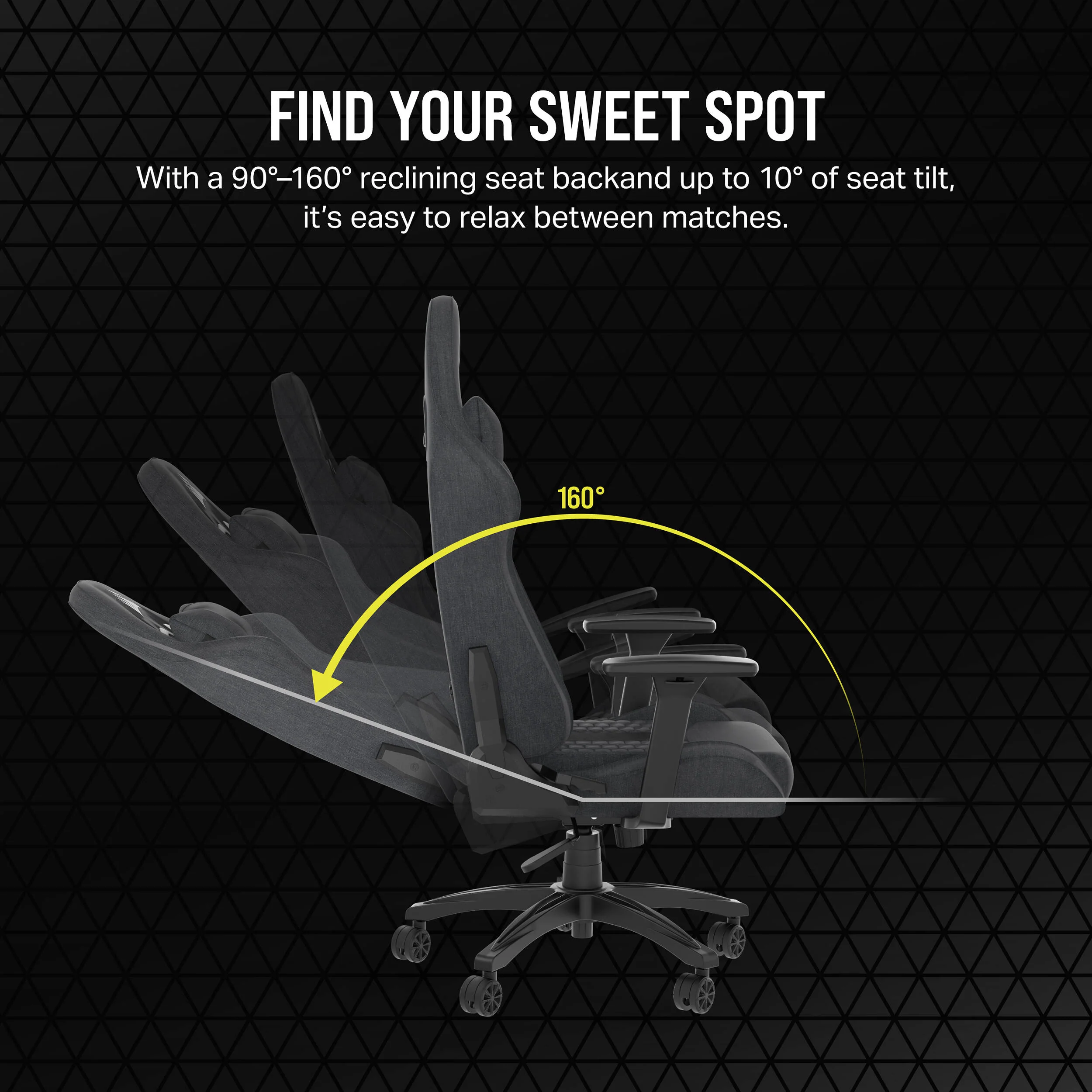 Corsair T100 RELAXED Gaming Chair (Fabric/Black/Gray) - Image 5