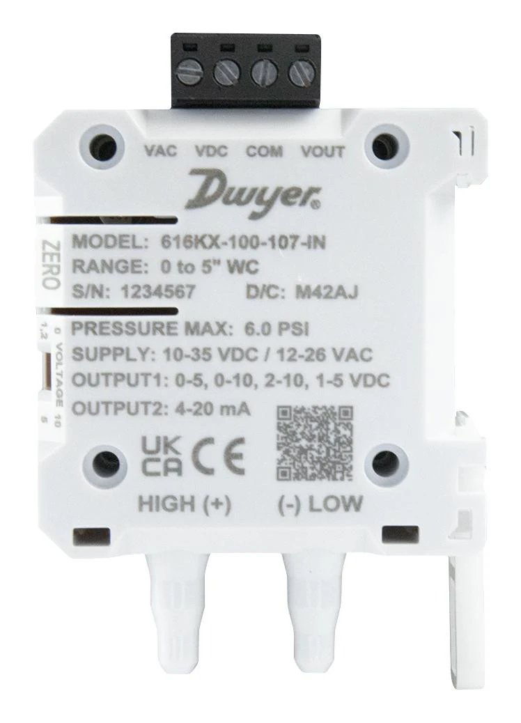 DWYER 616KX-200-204-IN. PRESSURE TX, DIFF, 250PA, ANALOG