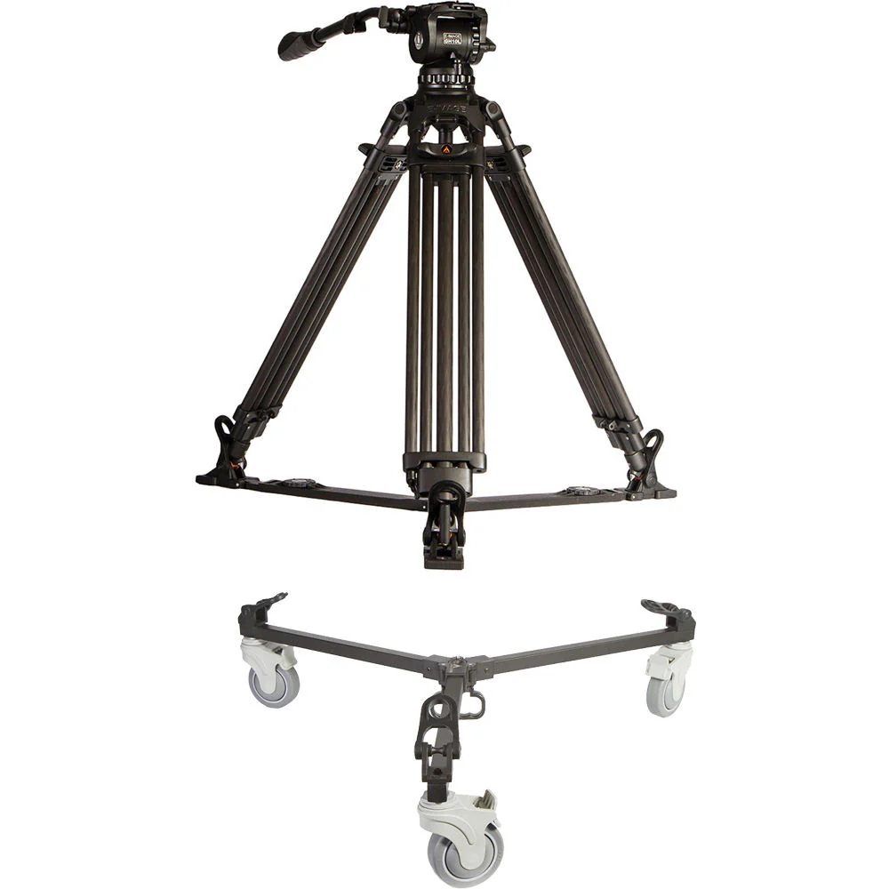 E-Image Two-Stage Carbon Fiber Tripod with GH10L Head & Tripod Dolly Kit (100mm) - Image 4