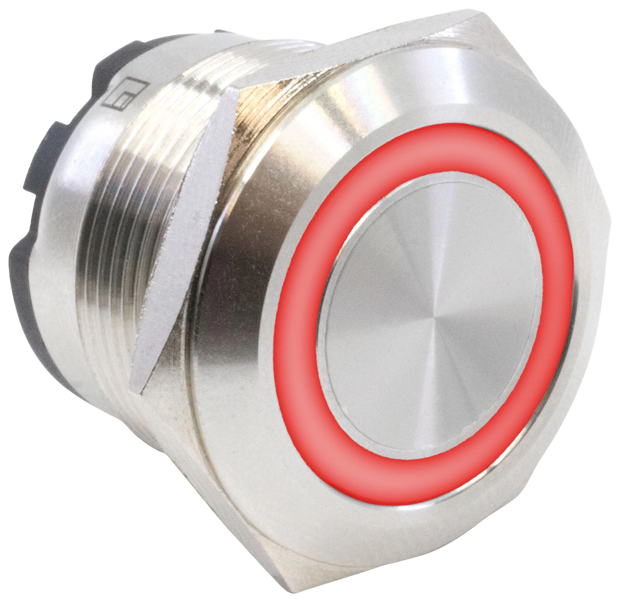 E-SWITCH PVHC7F23SS314 Vandal Resistant Switch, Ring Illuminated, 12V LED, PVHC7 Series, 22 mm, SPST-NO-DM, Off-On