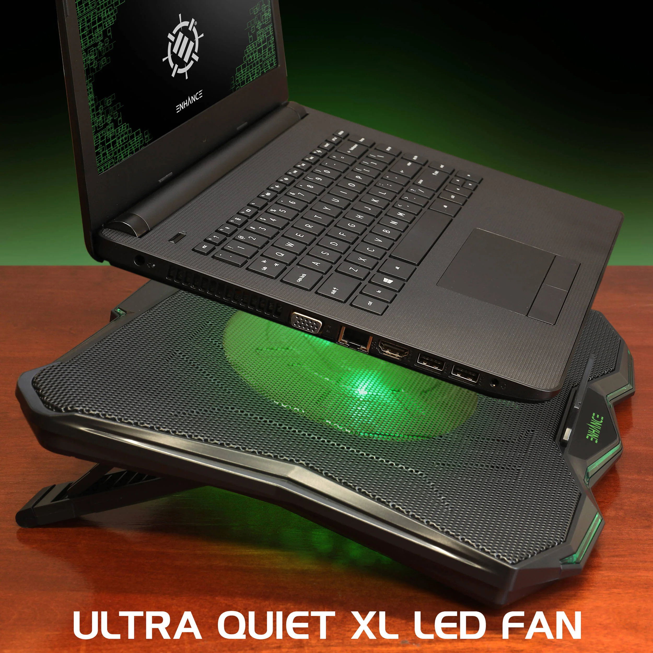 Enhance Cryogen 5 Laptop Cooling Stand (Green LED) - Image 2