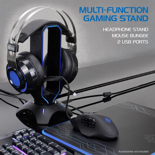 Enhance RGB Gaming Headset Stand with Mouse Bungee and USB Hub - Image 5