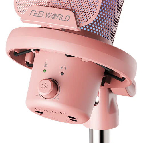 FeelWorld VM1-AS USB-C Gaming Microphone with Boom Arm (Pink) - Image 4