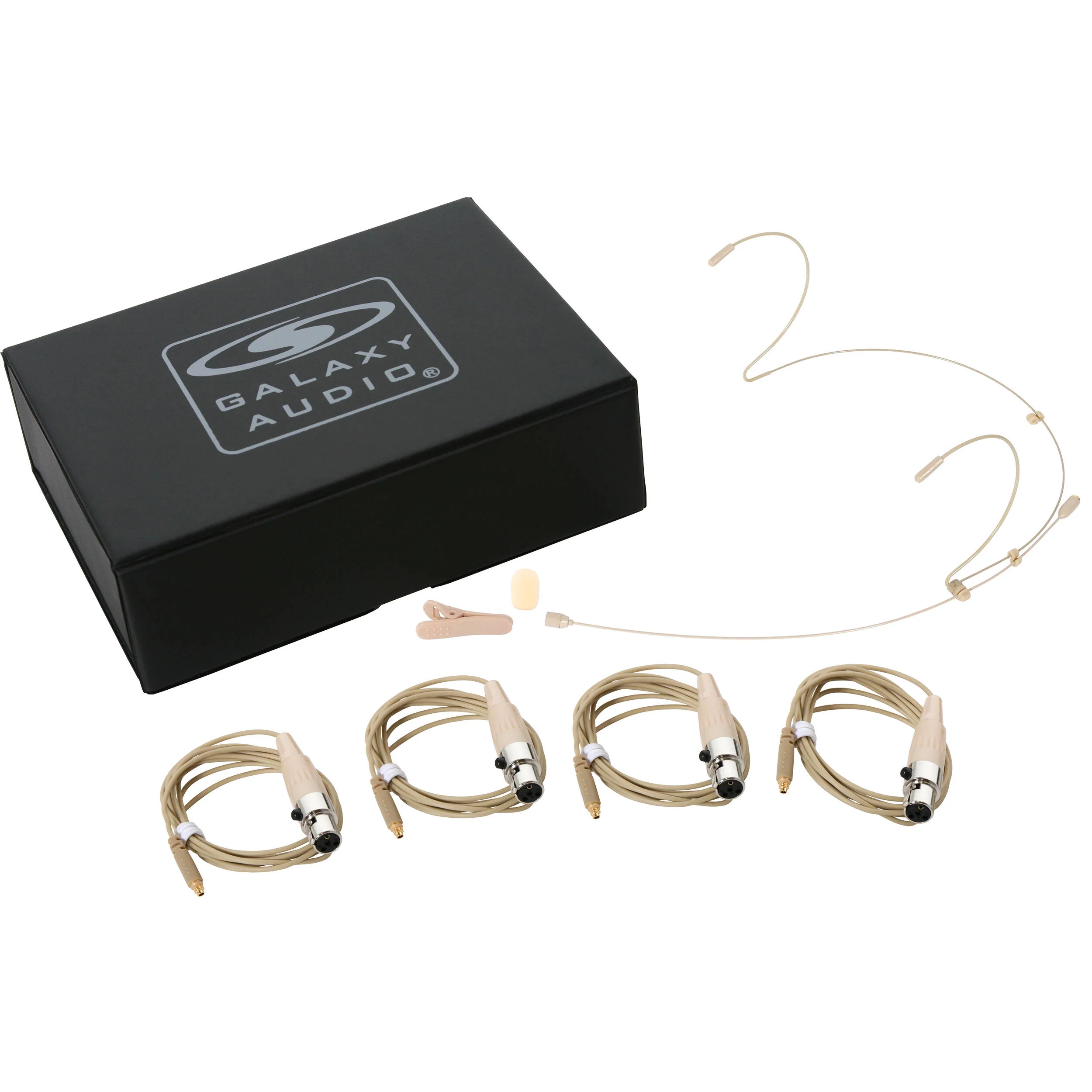 Galaxy Audio HSM4 Dual-Ear Headset Microphone and 4 Cables with TA4F Connectors (Beige) - Image 2