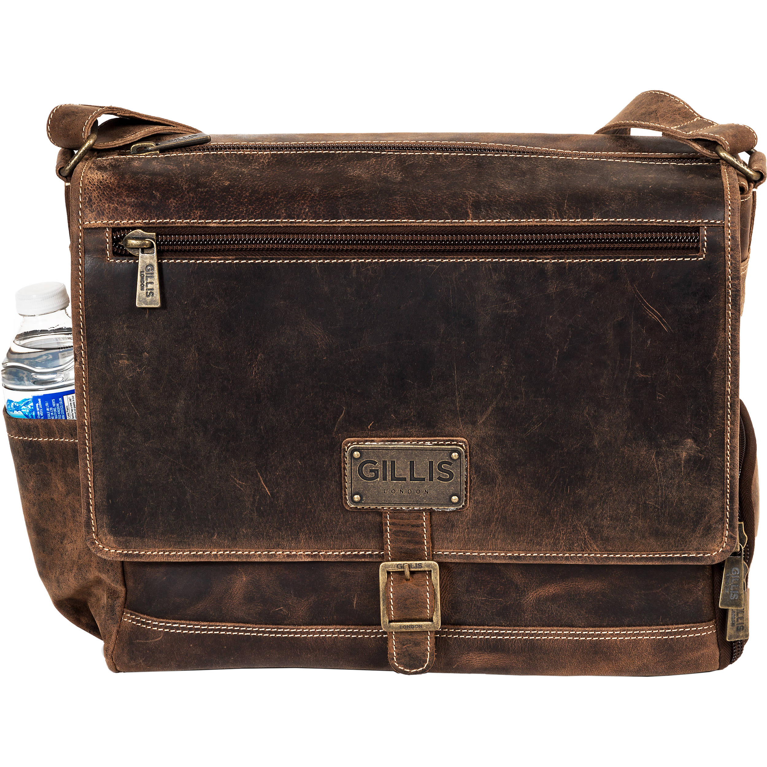 GILLIS LONDON Trafalgar Leather Messenger Bag (Brown) - Image 3