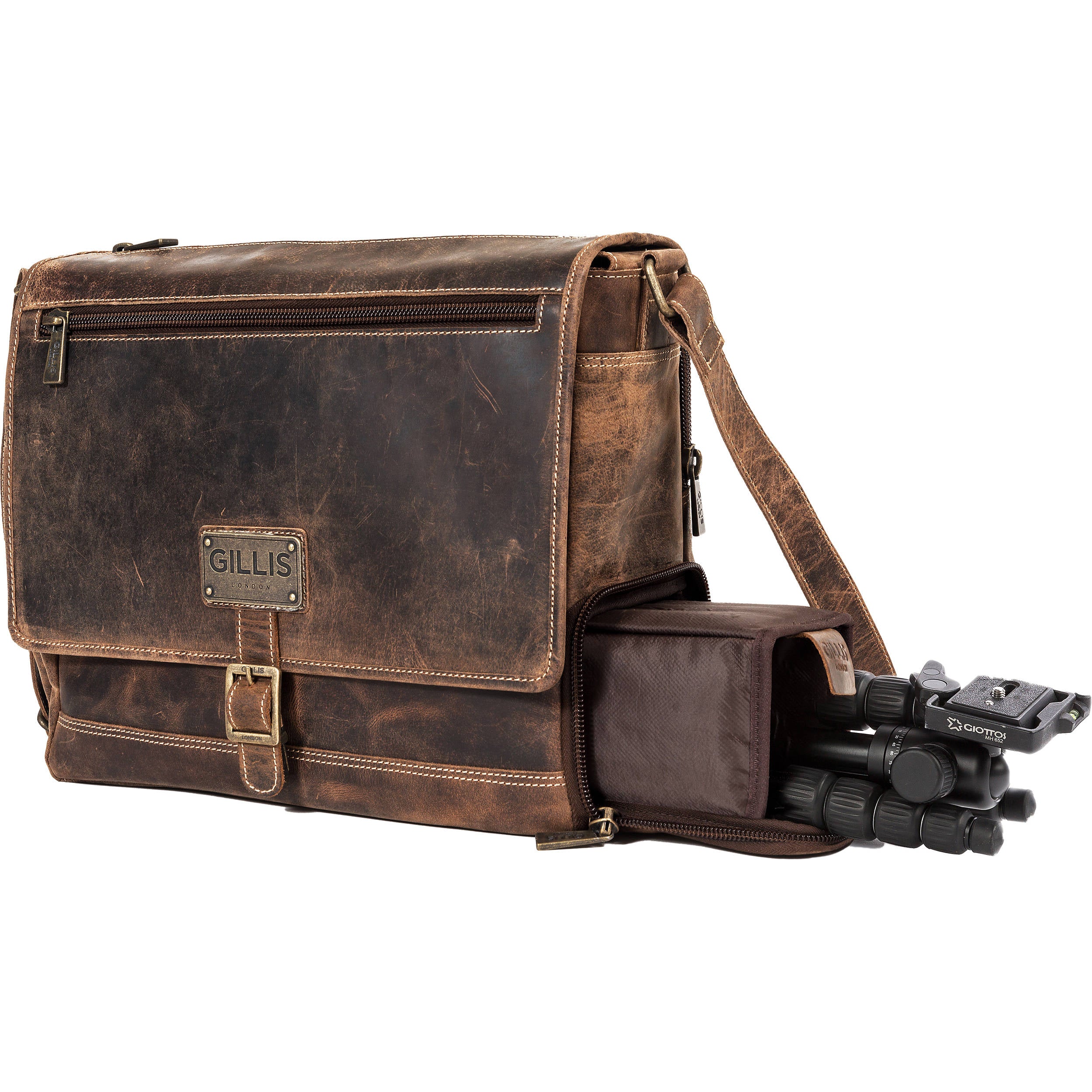 GILLIS LONDON Trafalgar Leather Messenger Bag (Brown) - Image 5