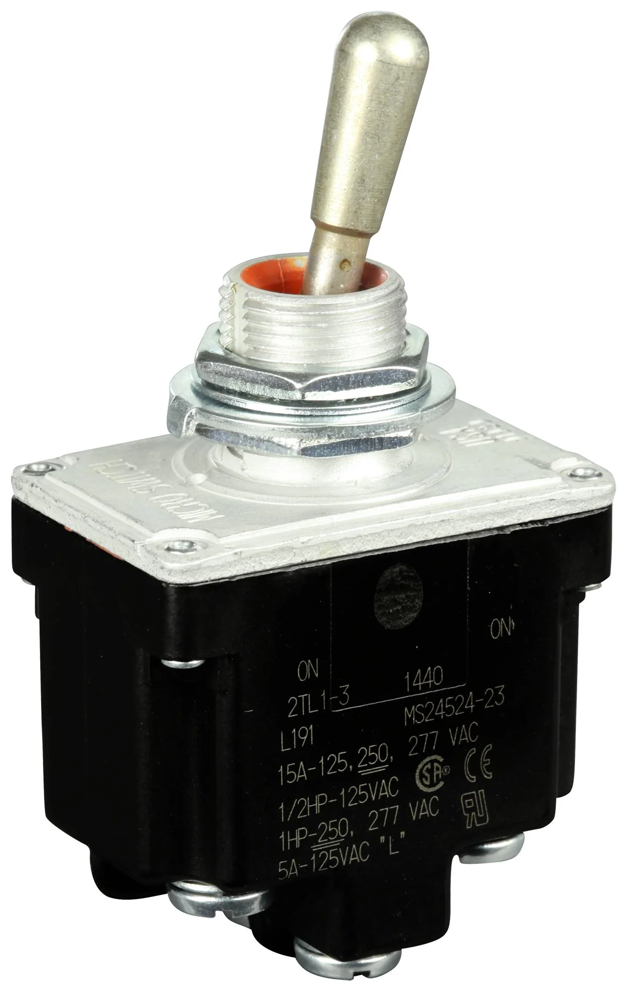 Honeywell 2TL1-1E Toggle Switch On-Off-On Dpdt Non Illuminated TL Series Panel Mount 20 A