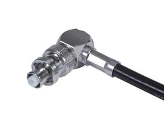 HUBER+SUHNER 16"SHV-50-4-1/133"NE RF / Coaxial Connector, SHV Coaxial, Right Angle Plug, Crimp, 50 ohm, RG59B/U, Beryllium Copper