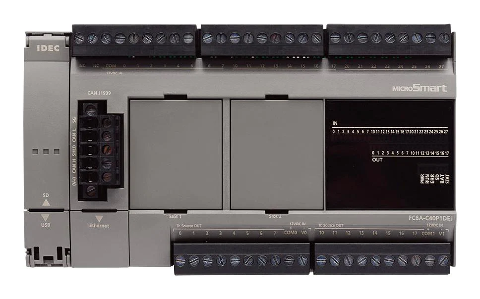 IDEC FC6A-C40R1CE PLC, Relay, 24 Input, 16 Output, 24 VDC, DIN Rail, IP20, MicroSmart FC6A Series