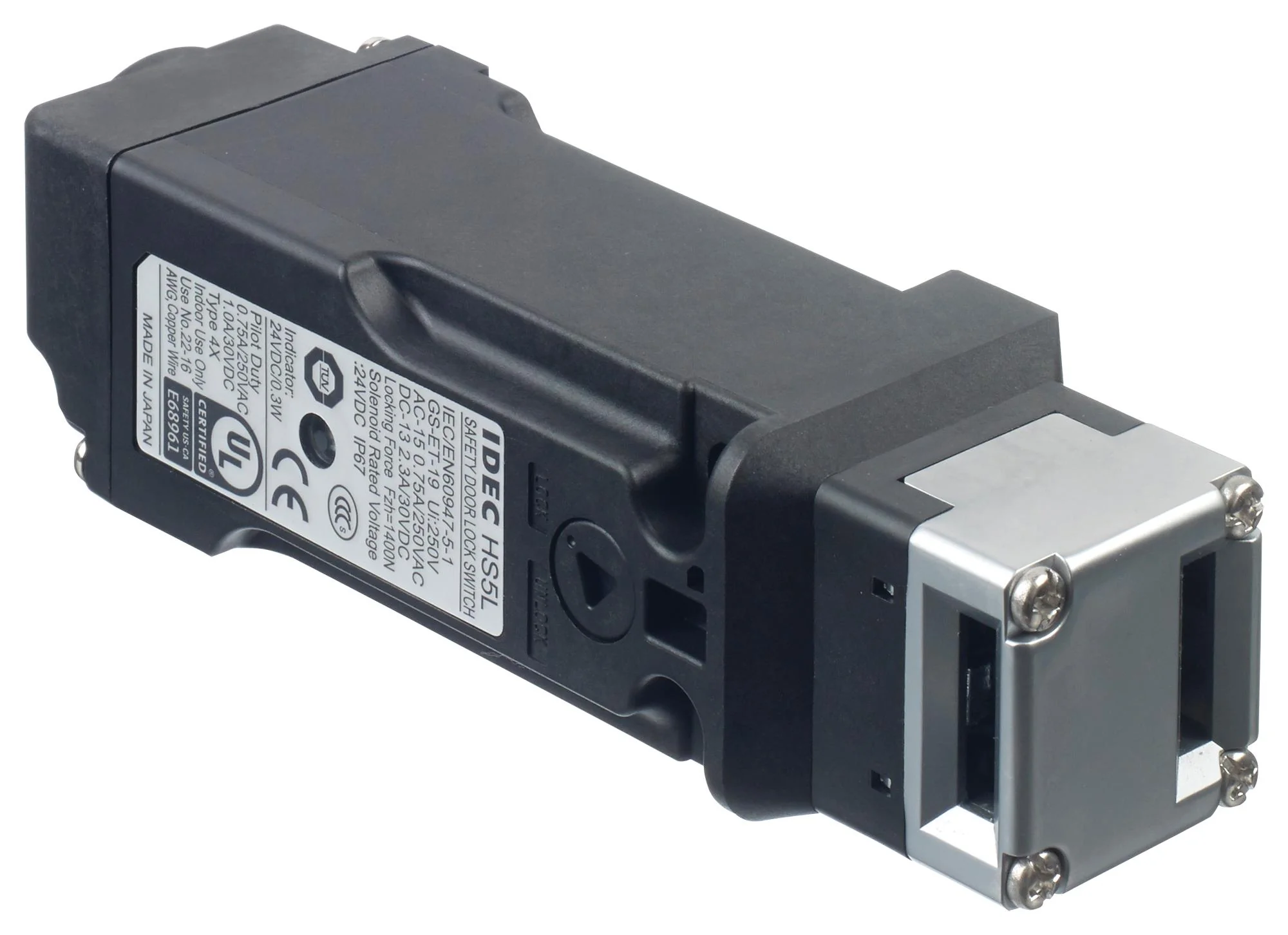 Idec HS5L-VA7Y4M-G Safety Interlock Switch w/ Solenoid HS5L DPST-NO DPST-NC Spring Clamp 125 V 2.5 A IP67