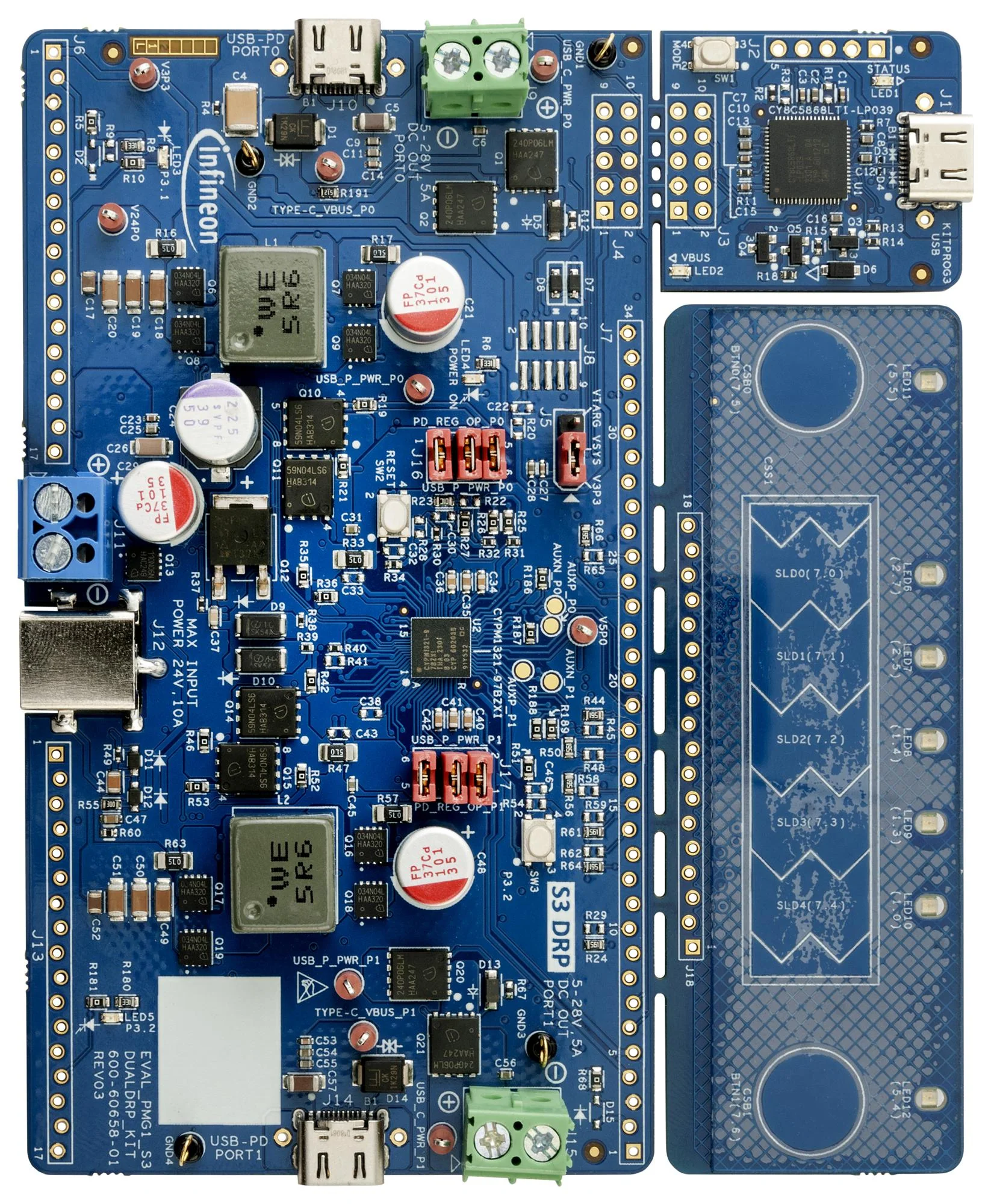 INFINEON EVAL_PMG1_S3_DUALDRP Evaluation Kit, CYPM1322-97BZXI, EZ-PD PMG1 Family, ARM, Cortex-M0+, 32bit, Quick Start Guide