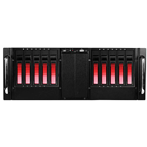 iStarUSA 4U 10-Bay Stylish Storage Server Rackmountable Chassis Kit with Hot-Swap Cage (Red HDD Handles)