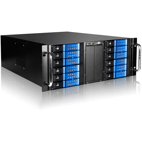 iStarUSA 4U 10-Bay Stylish Storage Server Trayless Hotswap 12x 3.5" Rackmountable Chassis Kit (Blue HDD Handles)