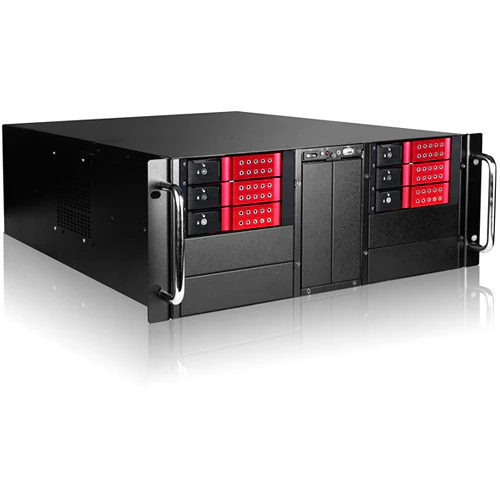 iStarUSA 4U 10-Bay Stylish Storage Server Trayless Hotswap 6x 3.5" Rackmountable Chassis Kit (Red HDD Handles)