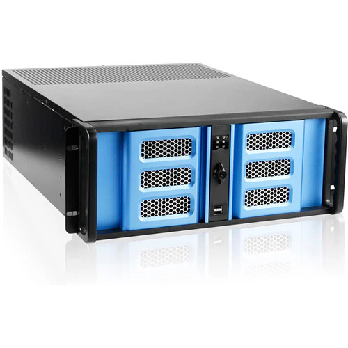 iStarUSA 4U Compact Stylish Rackmount Chassis with 8" Touch Screen LCD (Blue Bezel)