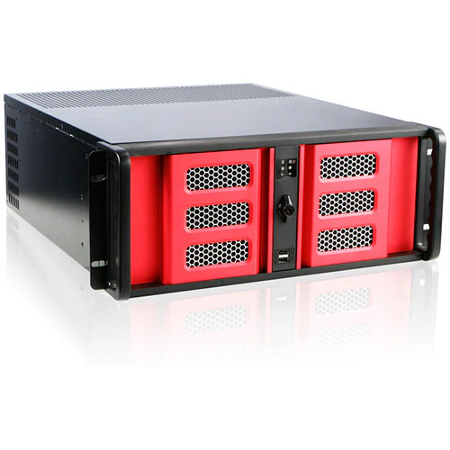 iStarUSA 4U Compact Stylish Rackmount Chassis with 8" Touch Screen LCD (Red Bezel)